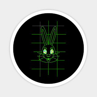 GRID DRAWING of a easter bunny green Magnet